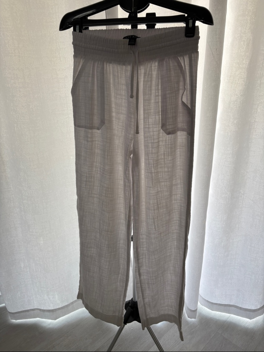 Hot Kiss White Wide-Leg Drawstring 💯 Cotton Pants